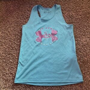 Under Armour Aqua Tank with Pink Logo